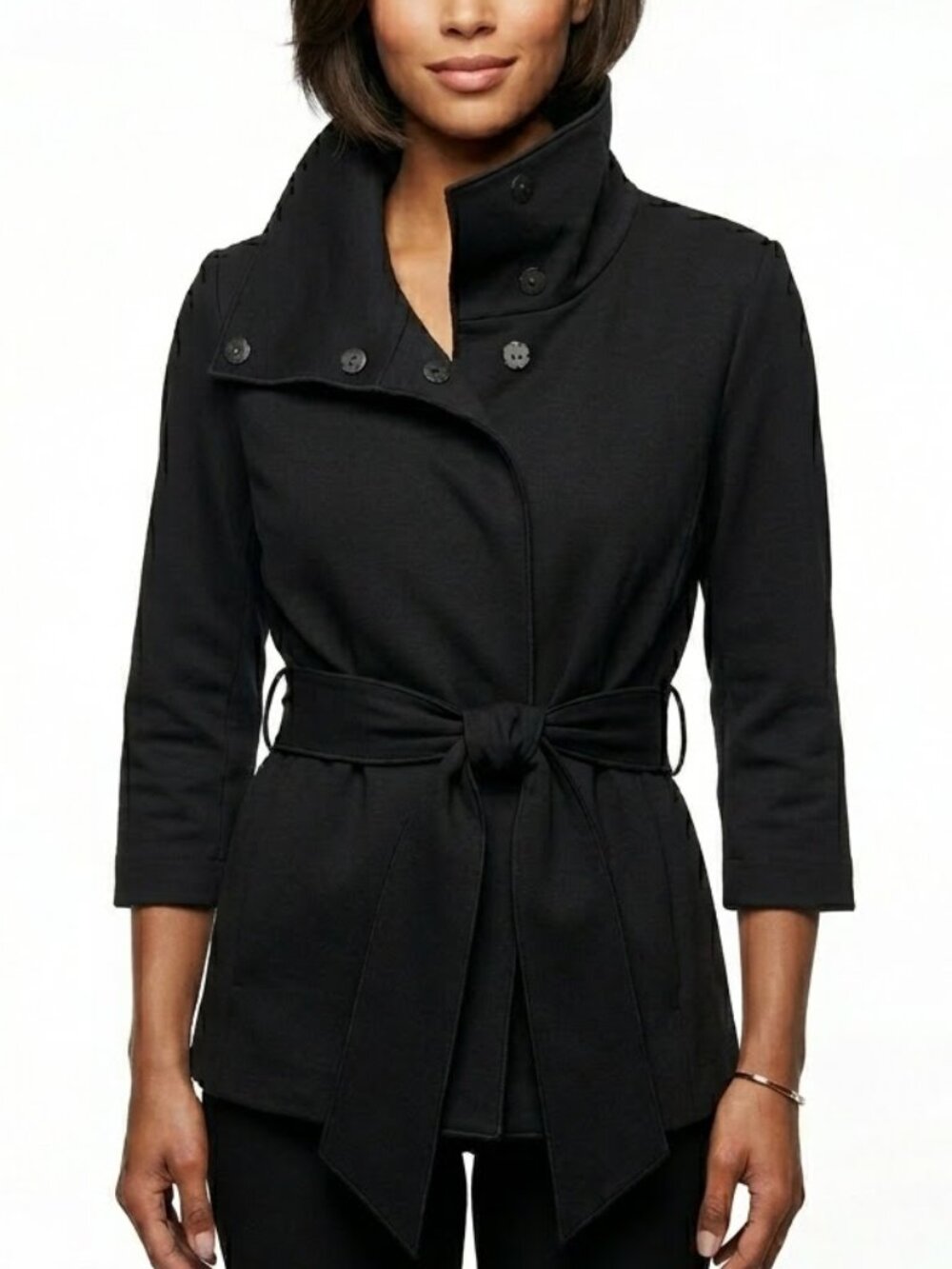 Anthropologie Luii Dark Academia Sculptural Funnel Neck Wrap Peplum Jacket M
